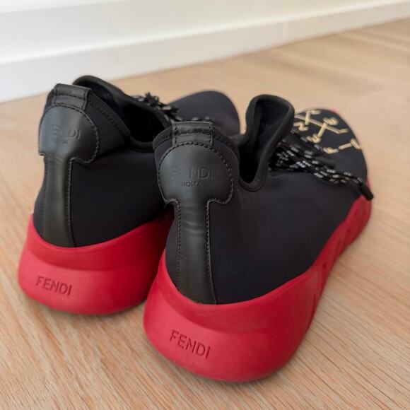 Fendi Roma Amor Sneakers Black Red Men’s Size 11 Designer Knit Shoes main image 7